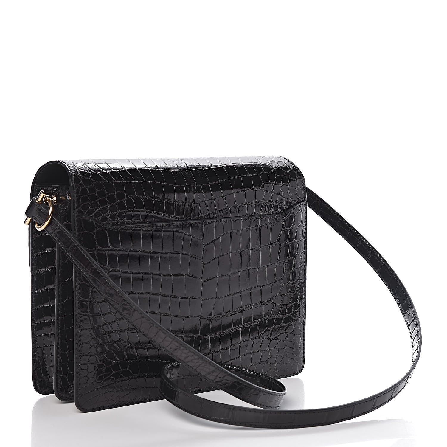 Hermes Shiny Niloticus Crocodile Sac Roulis 23 Black 3 of 15