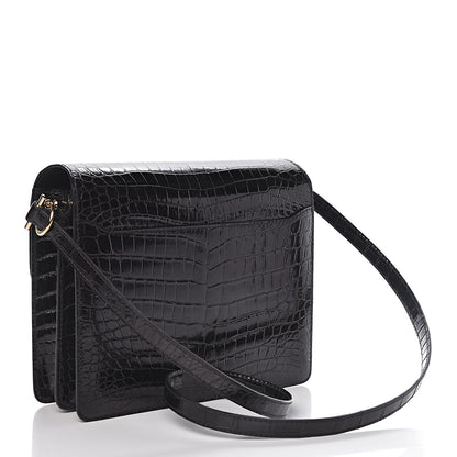Hermes Shiny Niloticus Crocodile Sac Roulis 23 Black 3 of 15