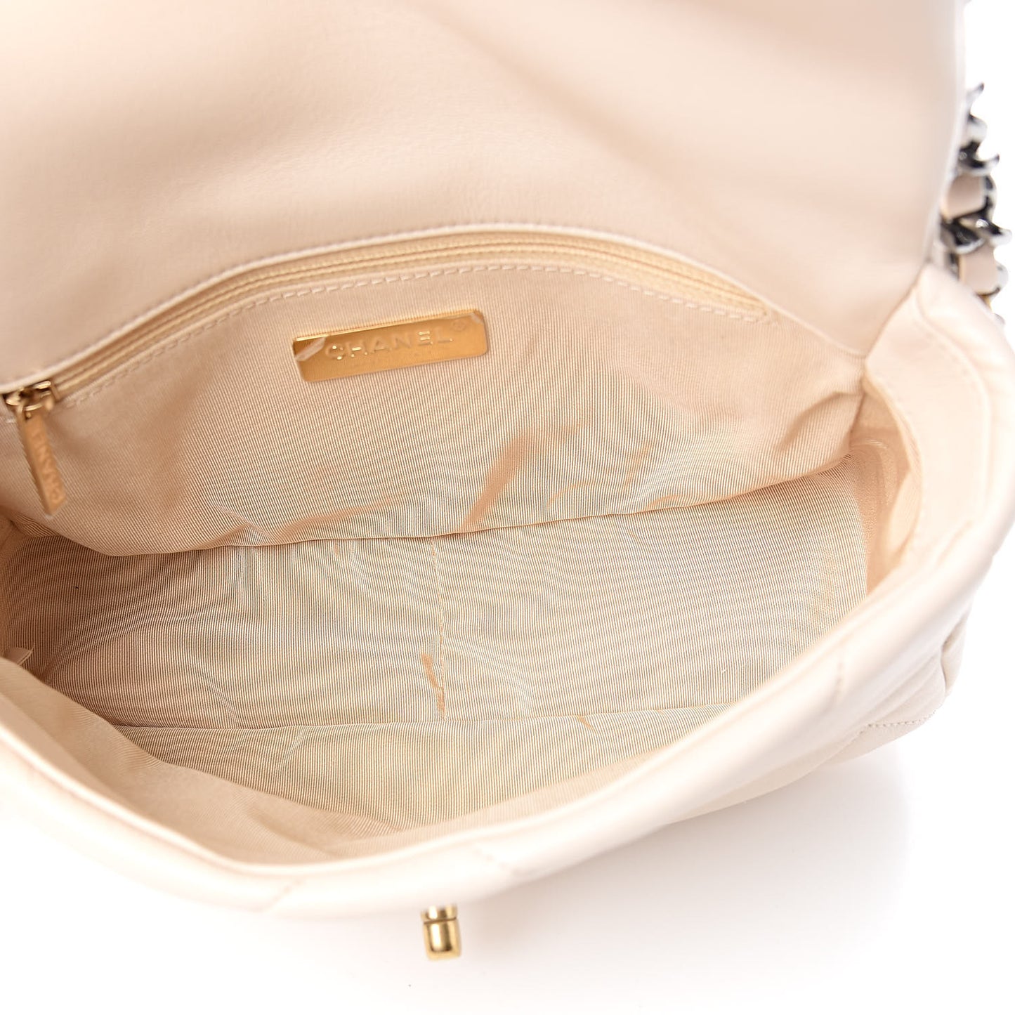 Lambskin Quilted Medium 19 Flap Light Beige