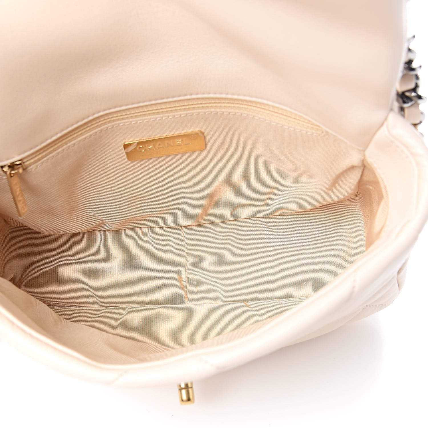 Chanel Lambskin Quilted Medium 19 Flap Light Beige 5 of 11