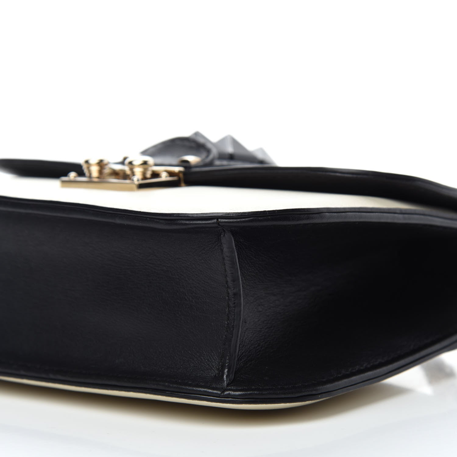 Valentino Garavani Vitello Small Glam Lock Rockstud Flap Black Light Ivory 10 of 12