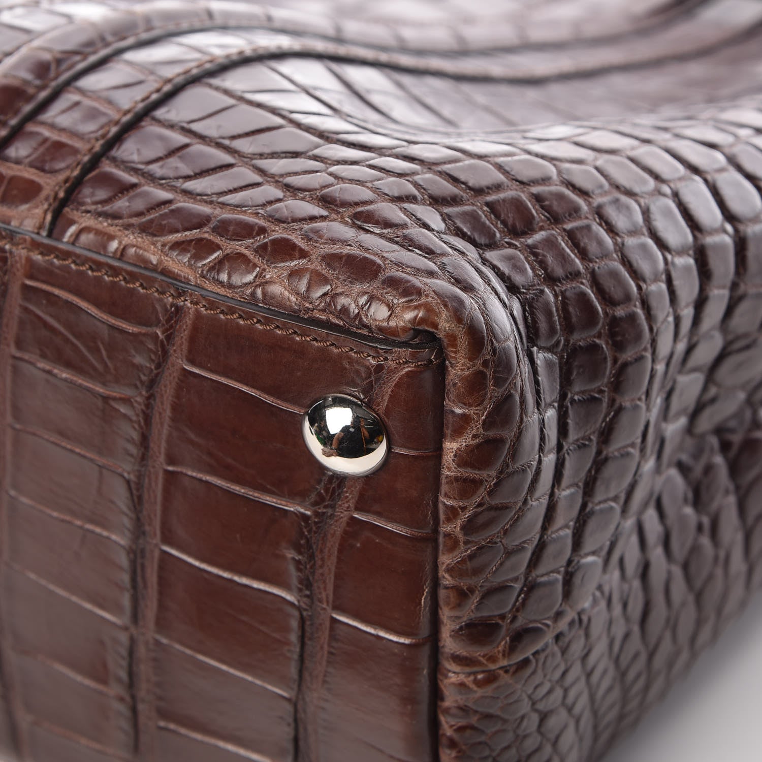 Gucci Crocodile Tote Bag Brown 10 of 13