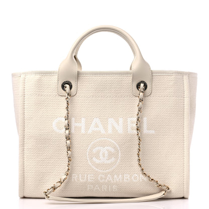 Chanel Mixed Fibers Small Deauville Tote White 3 of 10