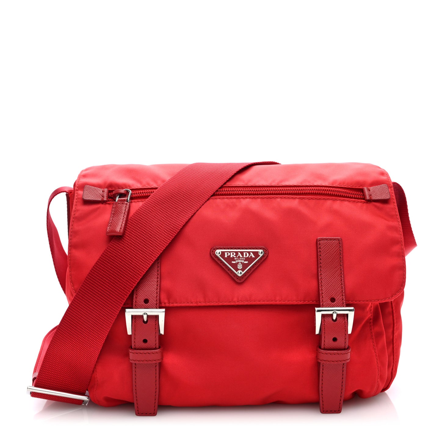 Tessuto Nylon Saffiano Messenger Bag Rosso