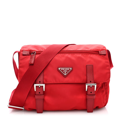Prada Tessuto Nylon Saffiano Messenger Bag Rosso 1 of 9