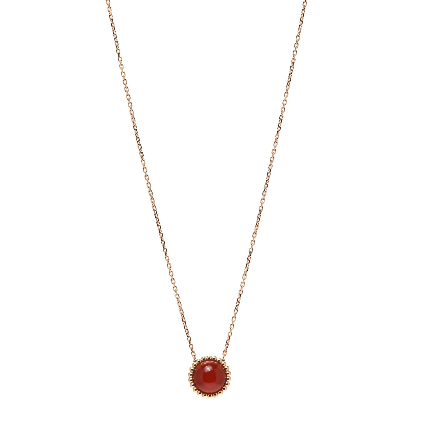 18K Rose Gold Carnelian Perlee Couleurs Pendant Necklace
