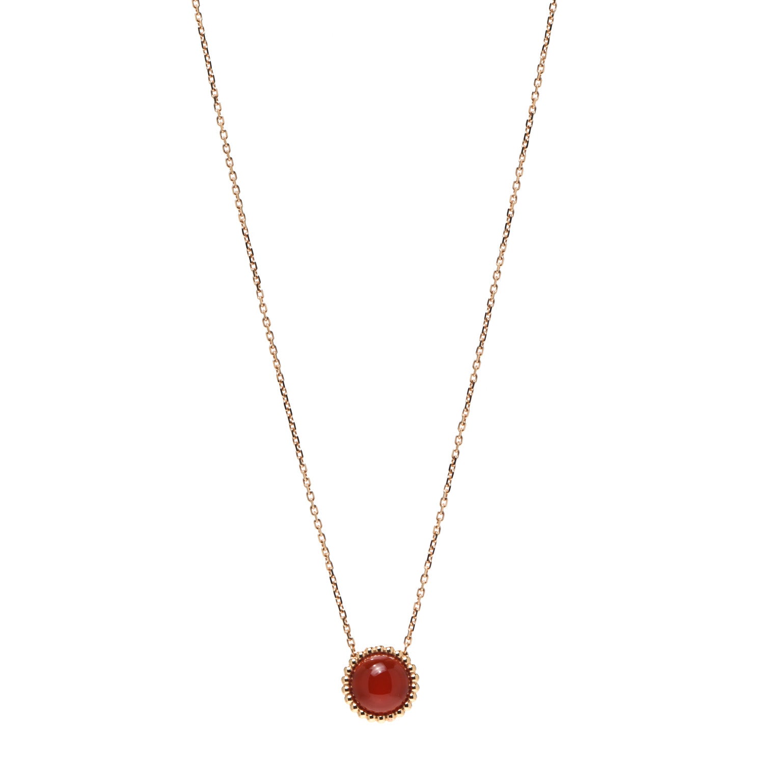 Van Cleef & Arpels 18K Rose Gold Carnelian Perlee Couleurs Pendant Necklace 1 of 7