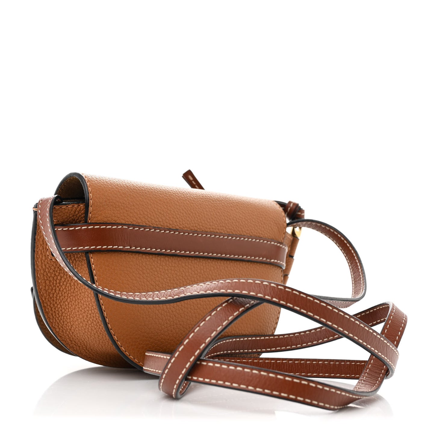 Grained Calfskin Mini Gate Crossbody Bag Caramel Pecan