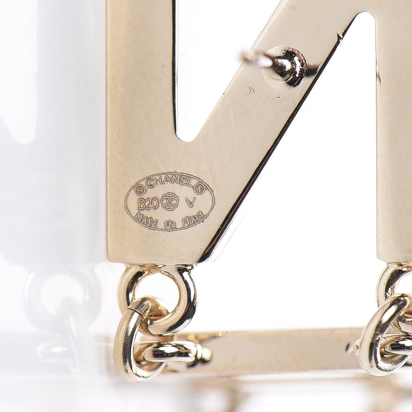 Metal Cha-Nel Logo Drop Earrings Gold