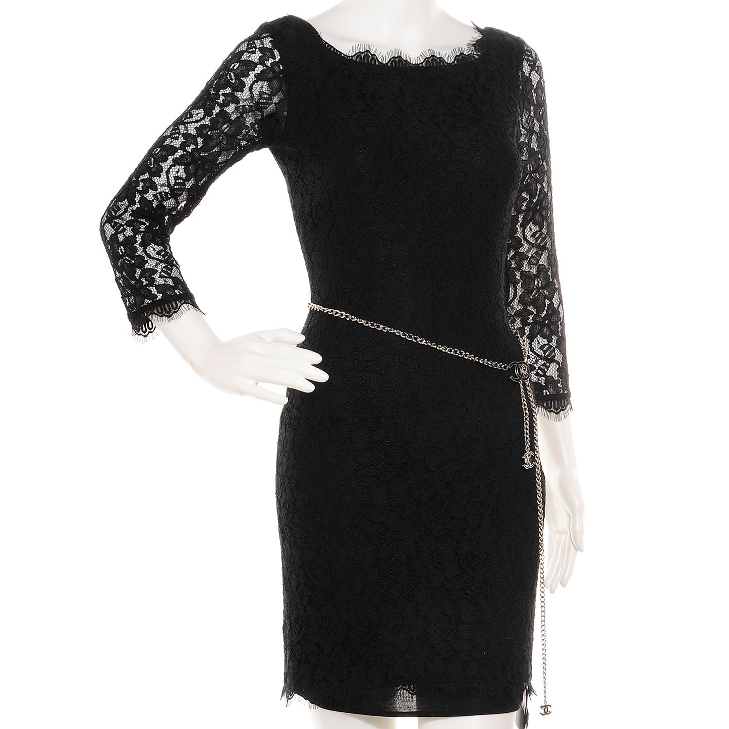 Enamel CC Chain Belt Silver Black