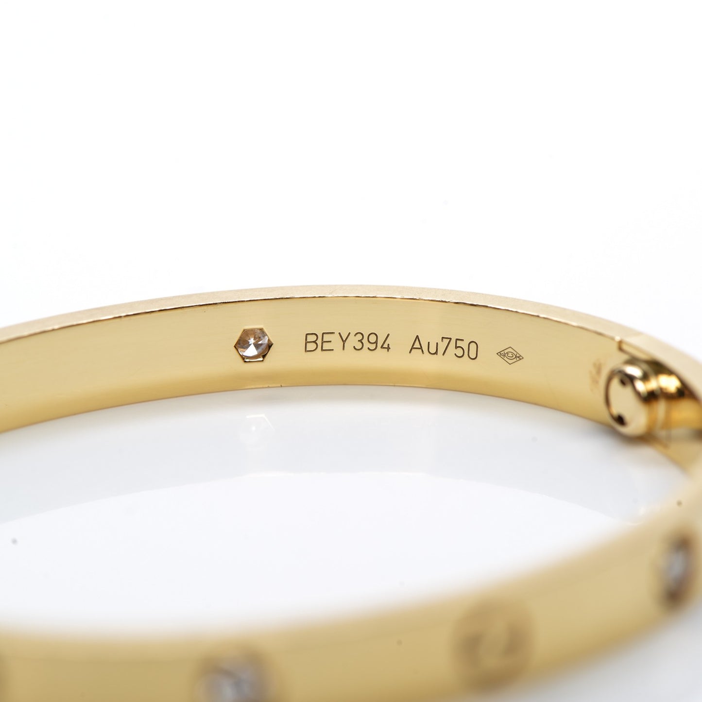 18K Yellow Gold 4 Diamond LOVE Bracelet 17