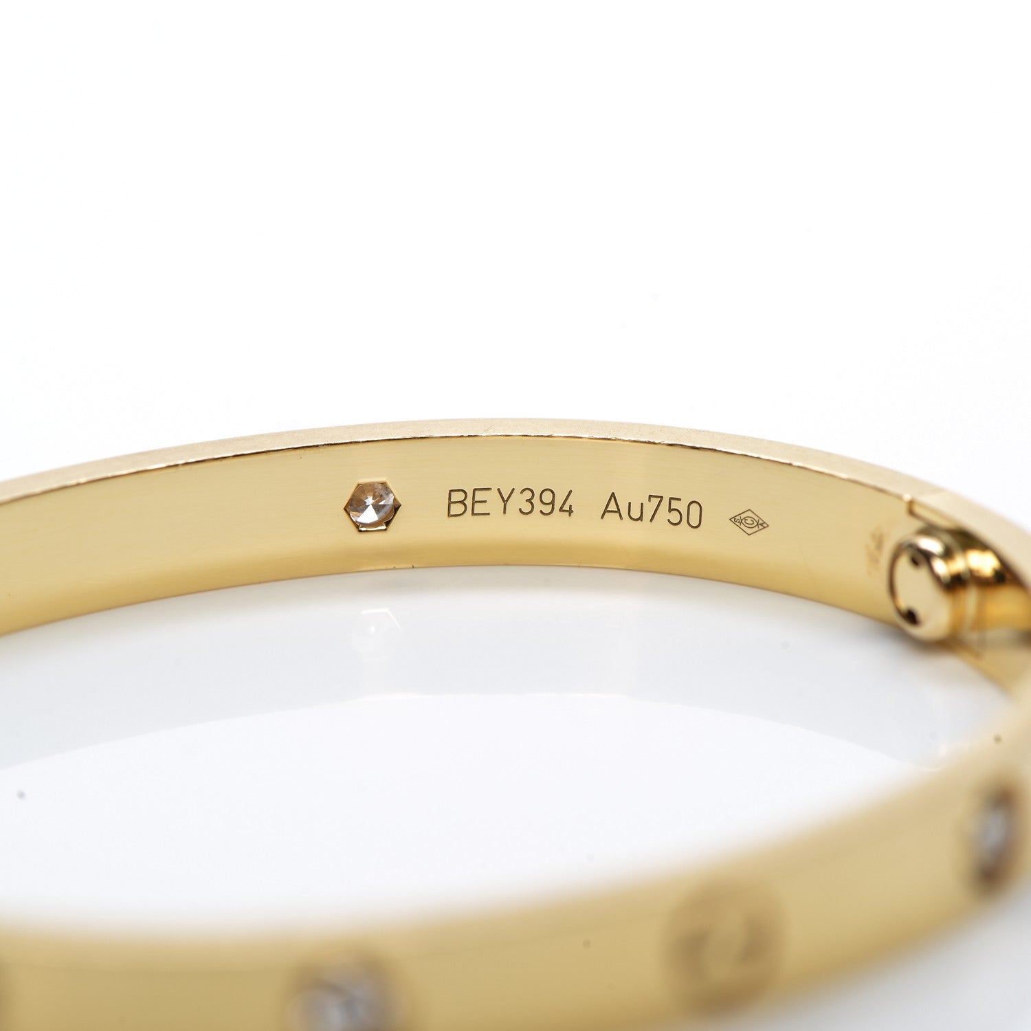 Cartier 18K Yellow Gold 4 Diamond LOVE Bracelet 17 4 of 7