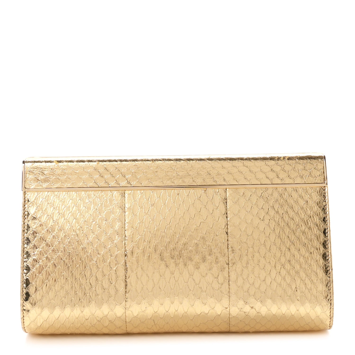 Jimmy Choo Metallic Snakeskin Cayla Clutch Gold 1 of 6