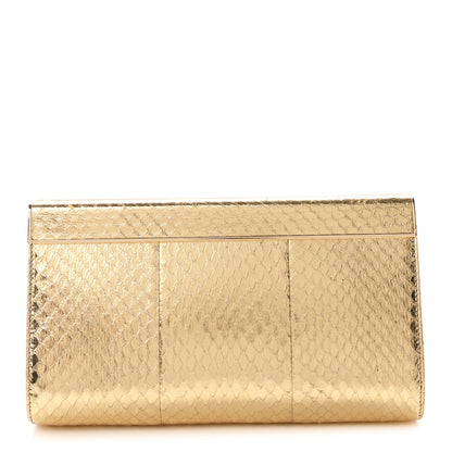 Jimmy Choo Metallic Snakeskin Cayla Clutch Gold 1 of 6