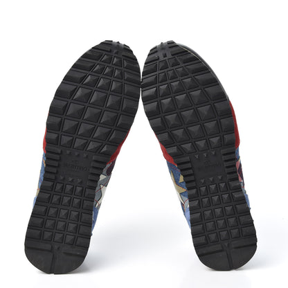 Valentino Garavani Suede Denim Camustars Womens Rockrunner Sneakers 38 Blue Red 6 of 10