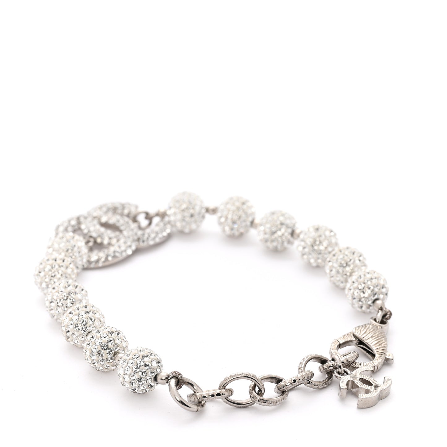 Crystal CC Ball Bracelet Silver