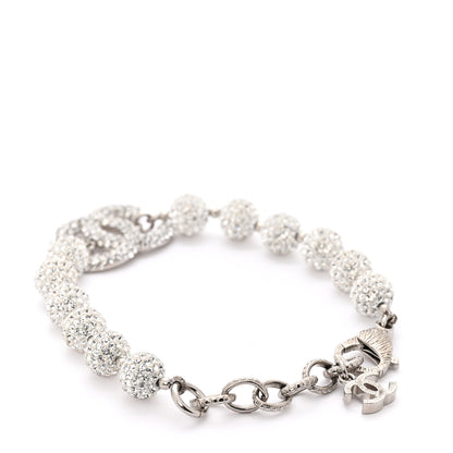 Chanel Crystal CC Ball Bracelet Silver 3 of 5