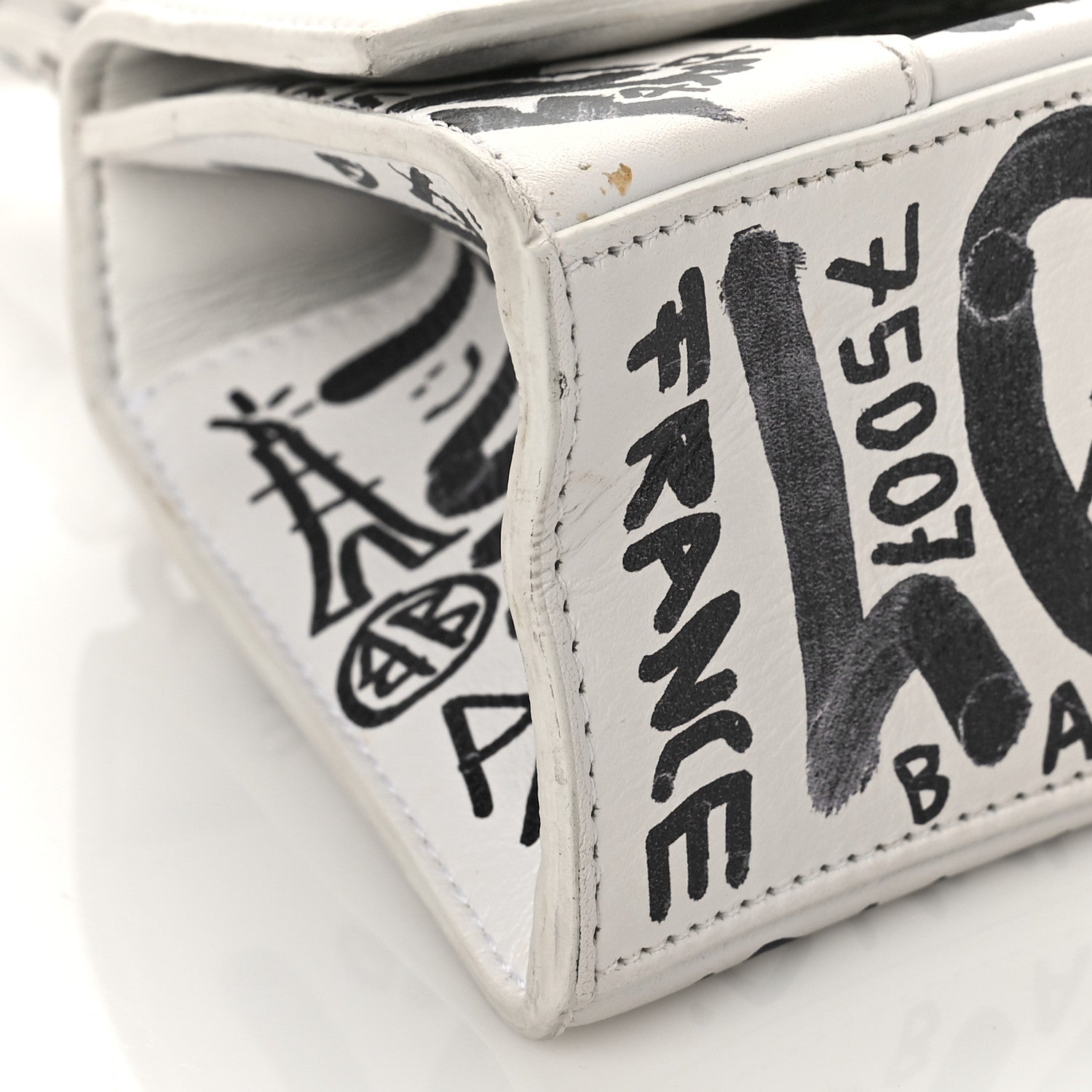 Balenciaga Smooth Calfskin Graffiti Hourglass Top Handle Bag XS White Black 7 of 11
