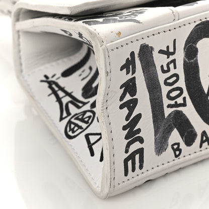 Balenciaga Smooth Calfskin Graffiti Hourglass Top Handle Bag XS White Black 7 of 11