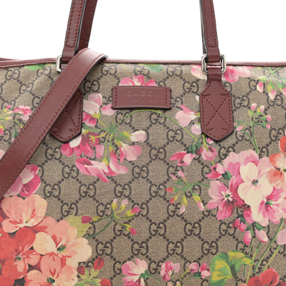 Gucci GG Supreme Monogram Blooms Medium Zippered Tote Beige Multicolor Dry Rose 8 of 12