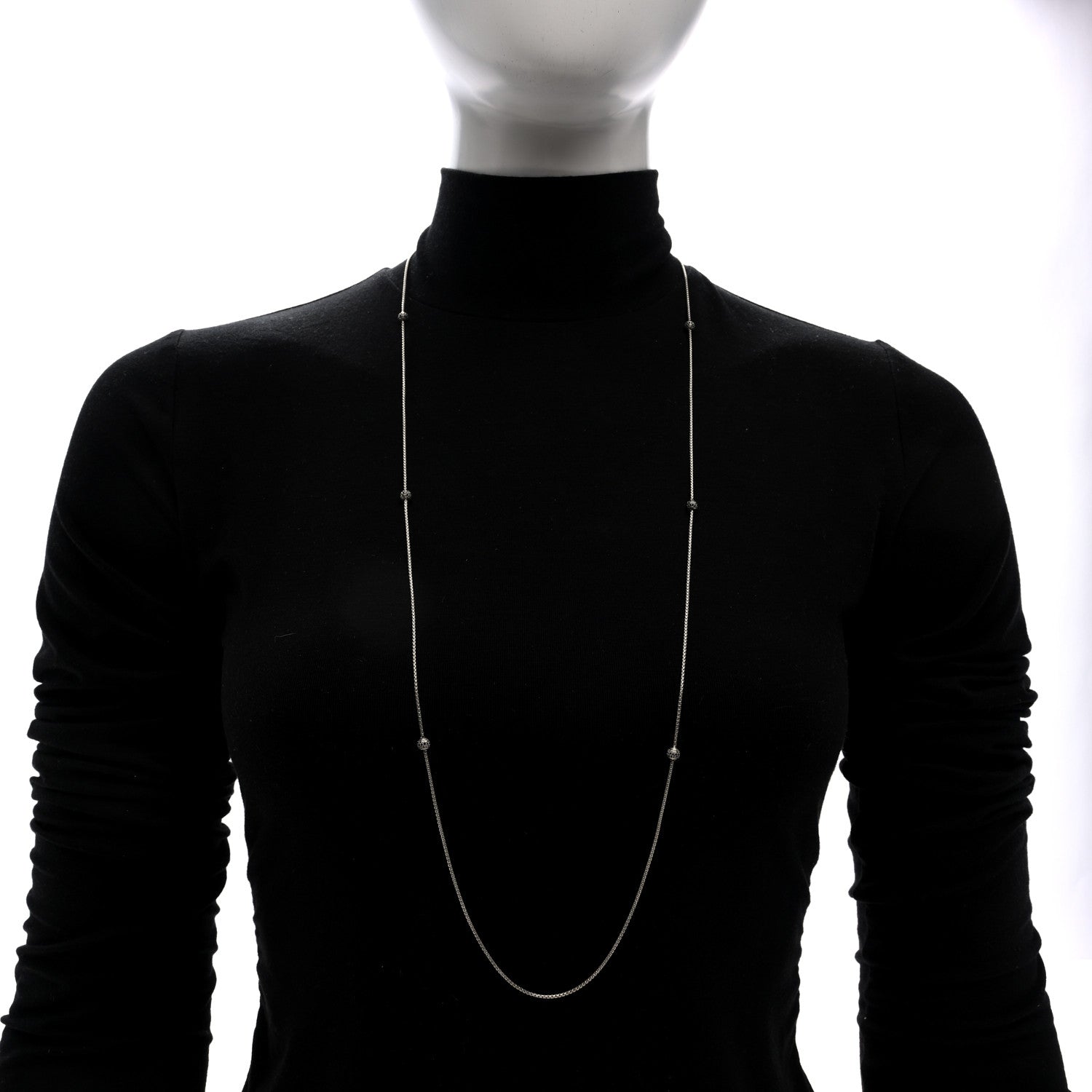 David Yurman Sterling Silver Black Diamond Pave Ball Station Necklace 2 of 4