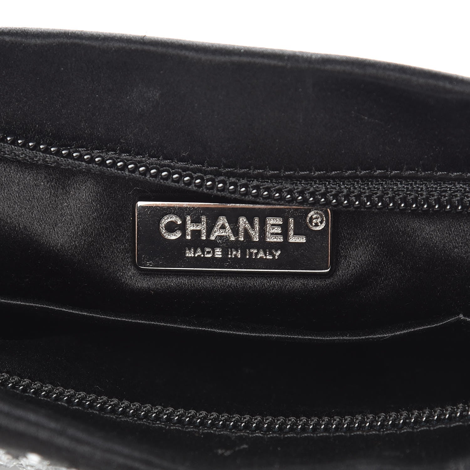 Chanel Satin Diamante Evening Clutch Bag Black 6 of 14