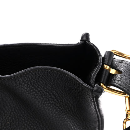 Prada Vitello Daino Zippered Messenger Hobo Black 11 of 17
