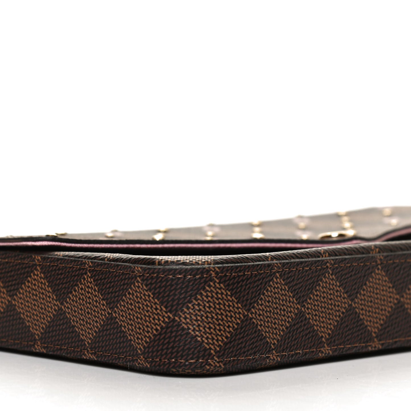 Damier Ebene Studded Pochette Felicie Chain Wallet