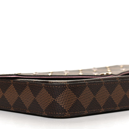 Louis Vuitton Damier Ebene Studded Pochette Felicie Chain Wallet 8 of 12
