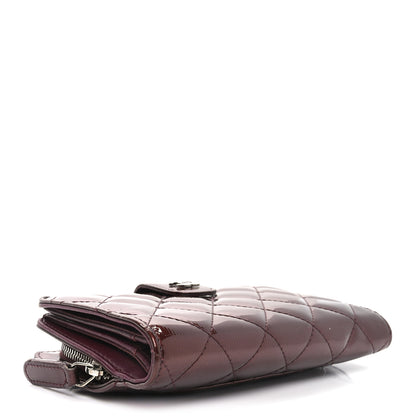 Chanel Striated Patent CC French Wallet Bordeaux 4 of 9