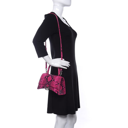 Balenciaga Shiny Calfskin Python Effect Small Hourglass Top Handle Bag Fuchsia Black 2 of 12