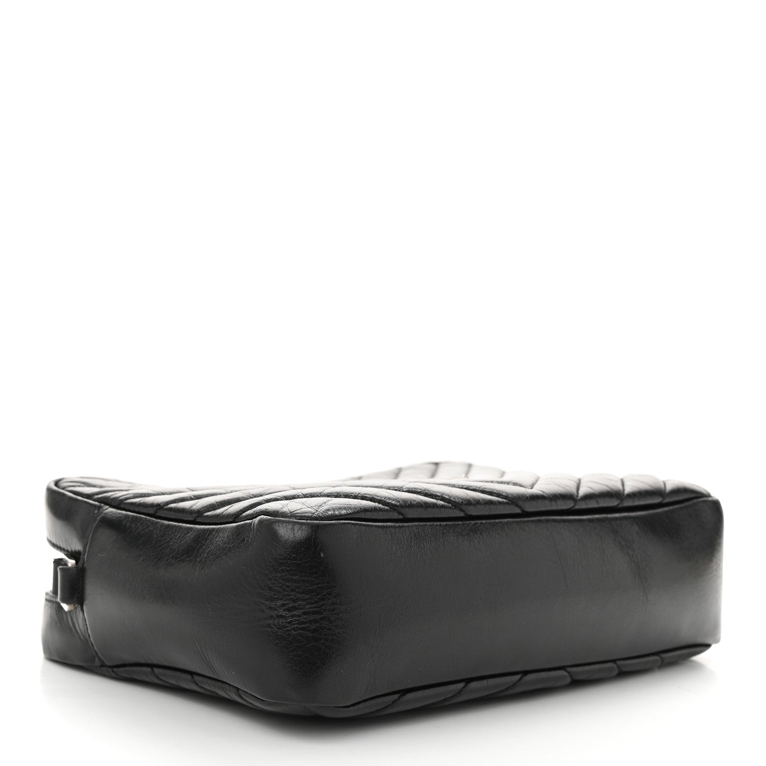 Saint Laurent Cracked Shiny Calfskin Matelasse Monogram Lou Camera Bag Black 4 of 11