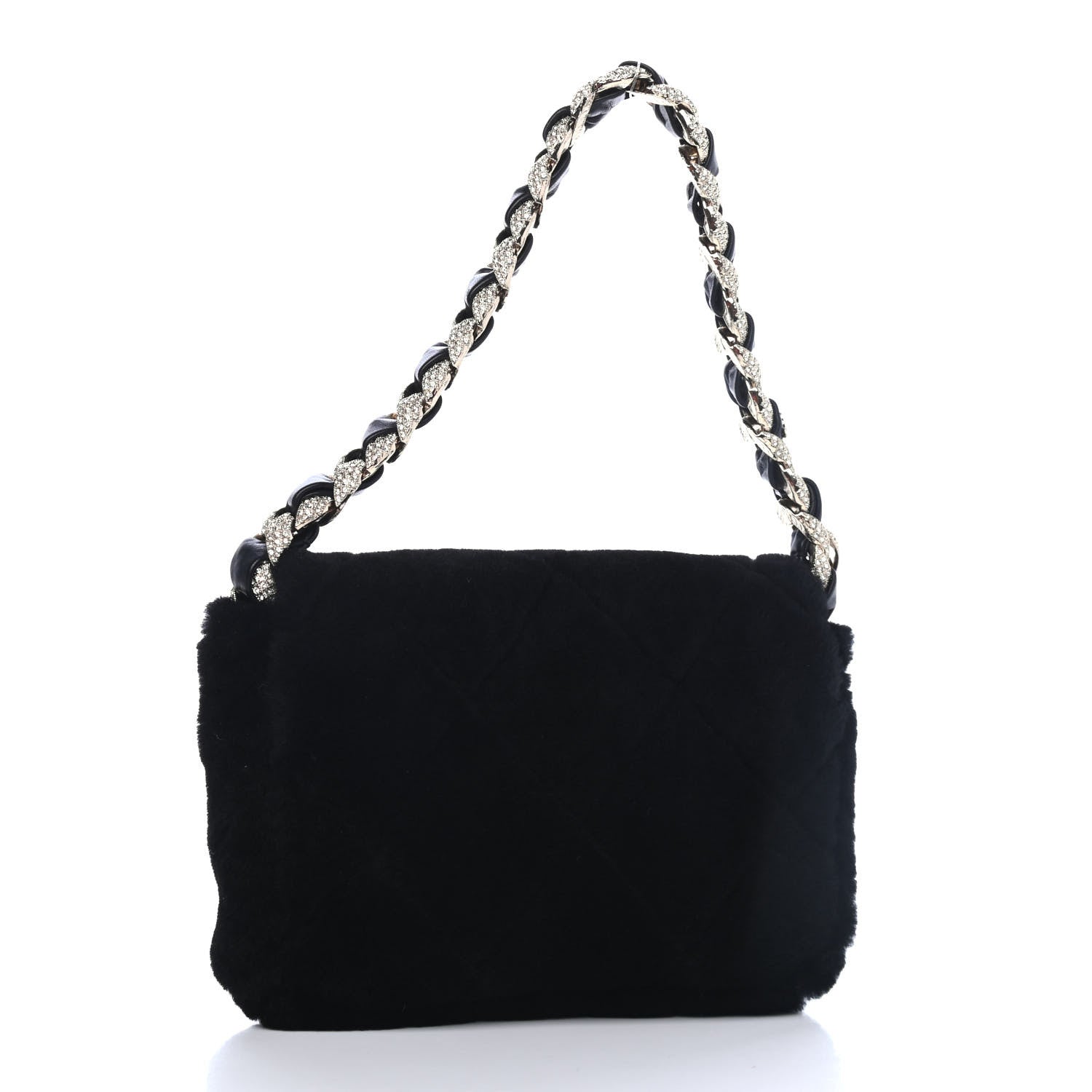 Chanel Shearling Lambskin Crystal Strass Flap Black 2 of 4