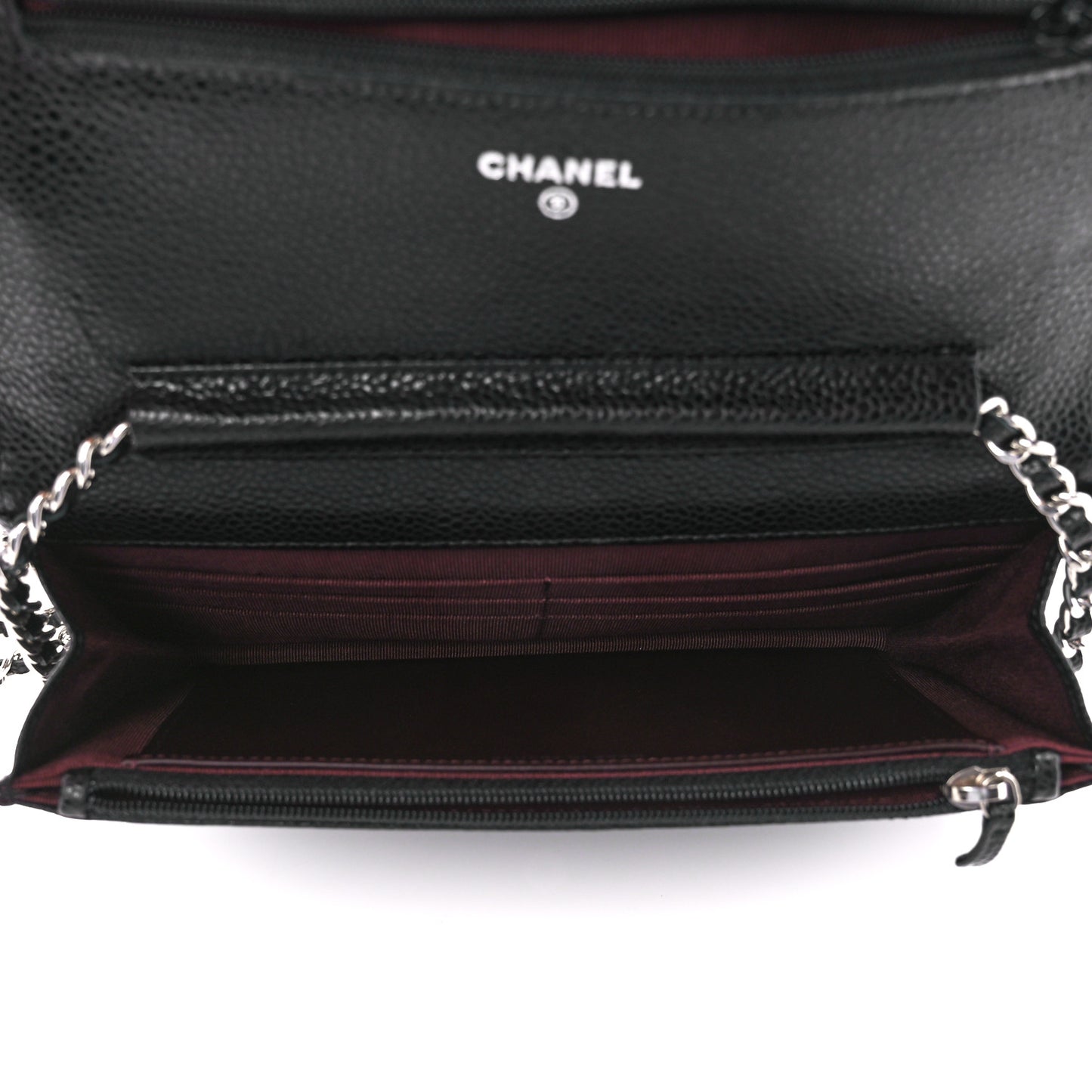 Caviar Quilted Wallet on Chain WOC Black