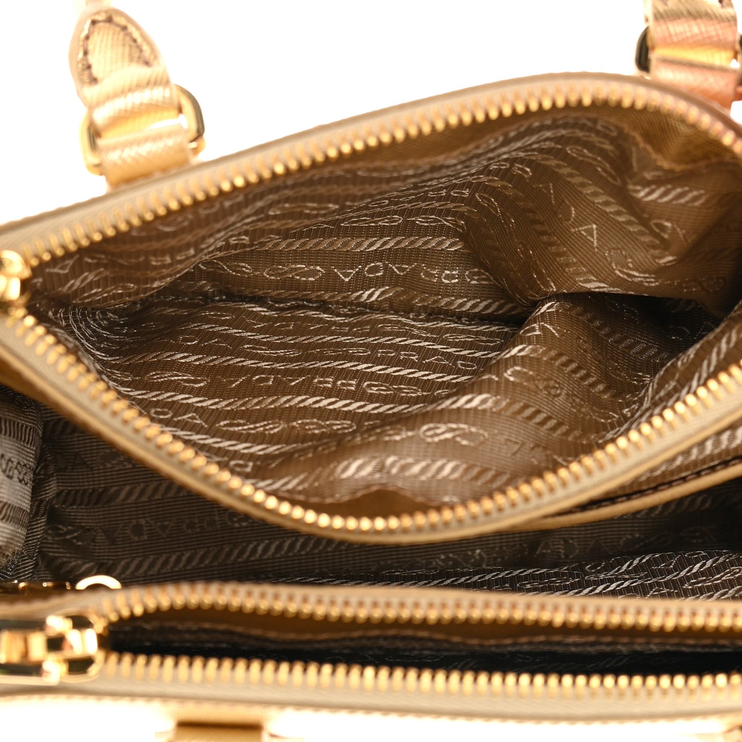 Saffiano Lux Mini Galleria Double Zip Tote Platino