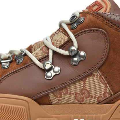 Gucci X SEGA Suede Calfskin GG Monogram Mens Flashtrek Sneakers 8.5 New Cuir Beige Ruggine 10 of 11
