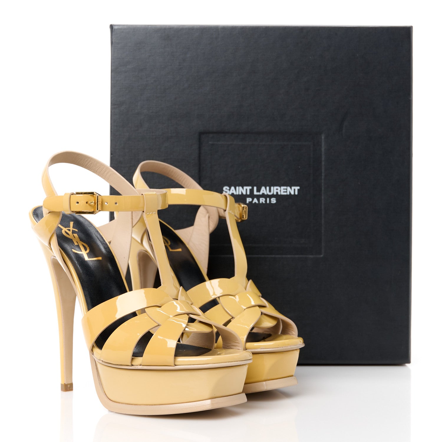 Saint Laurent Patent Tribute 105 Platform Sandals 35.5 Nude Powder 10 of 10