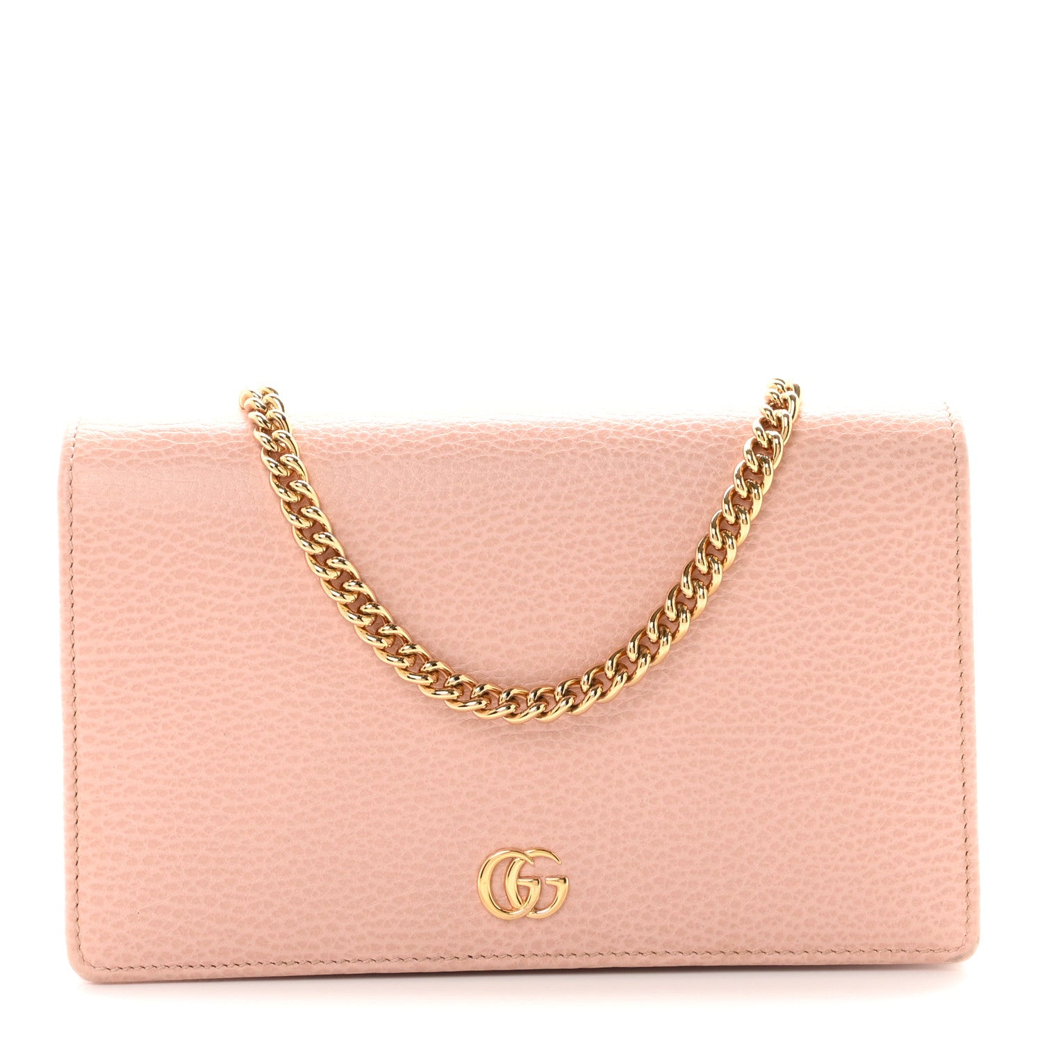 Gucci Dollar Calfskin Mini GG Marmont Chain Wallet Perfect Pink 1 of 9
