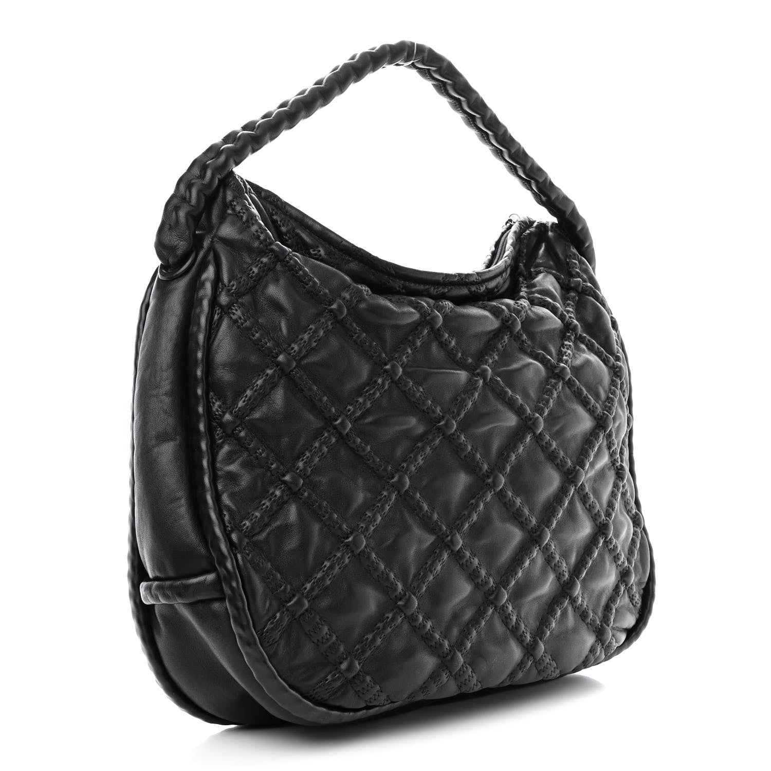 Chanel Quilted Lambskin Hidden Chain Hobo Black 3 of 11