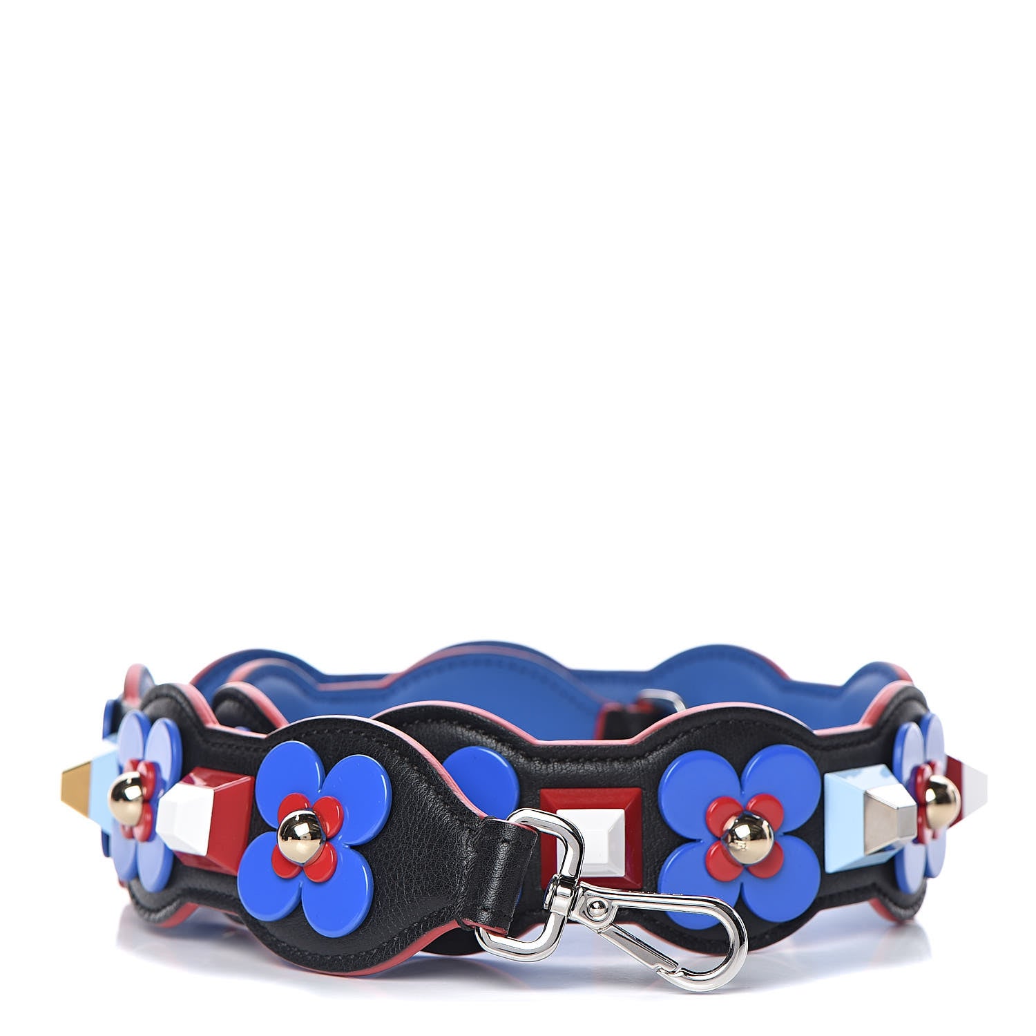 Fendi Vitello Dolce Plexiglass Flowerland Studded Strap You Black Multicolor 1 of 4