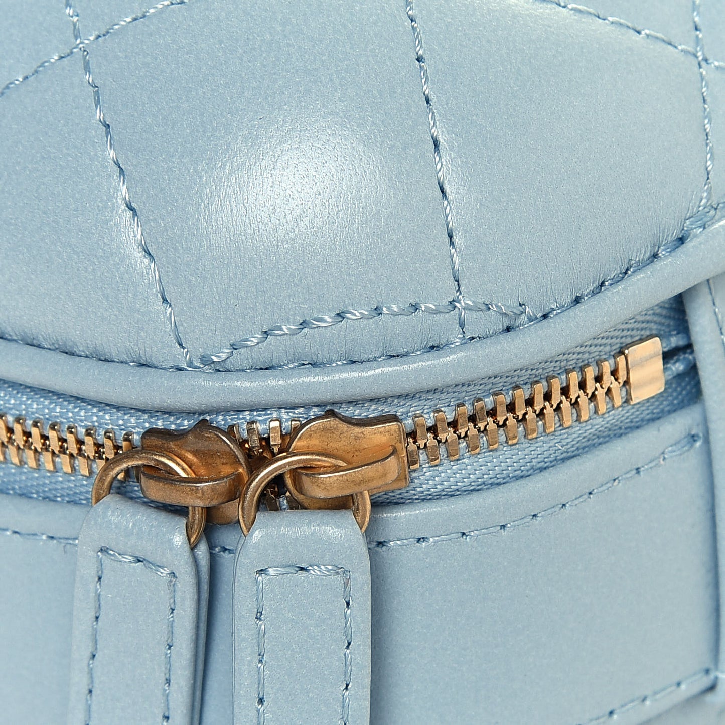 Lambskin Quilted CC Bubble Vanity Case With Chain Light Blue