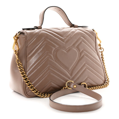Gucci Calfskin Matelasse Small GG Marmont Top Handle Shoulder Bag Porcelain Rose 3 of 11