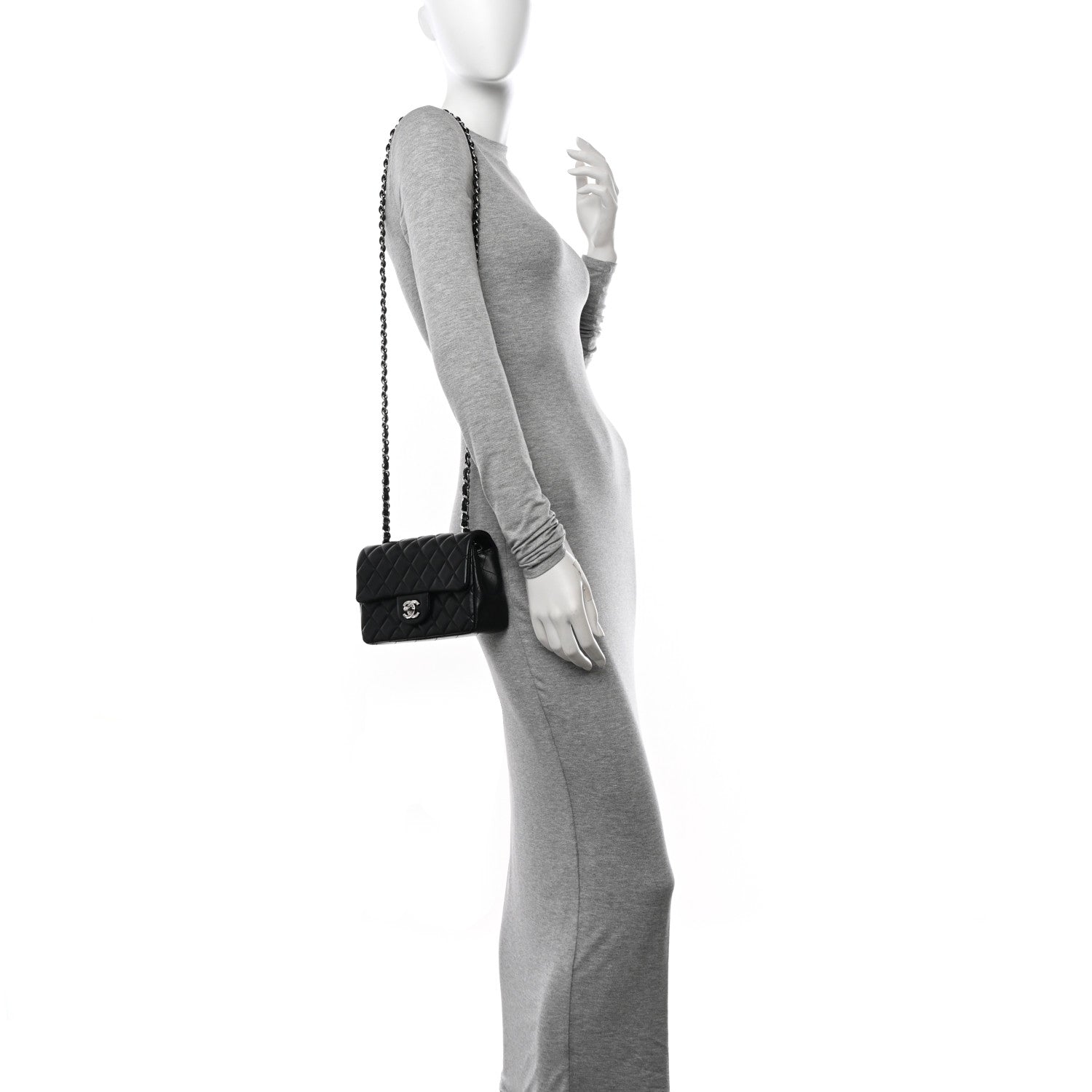 Chanel Lambskin Quilted Mini Rectangular Flap Black 2 of 12