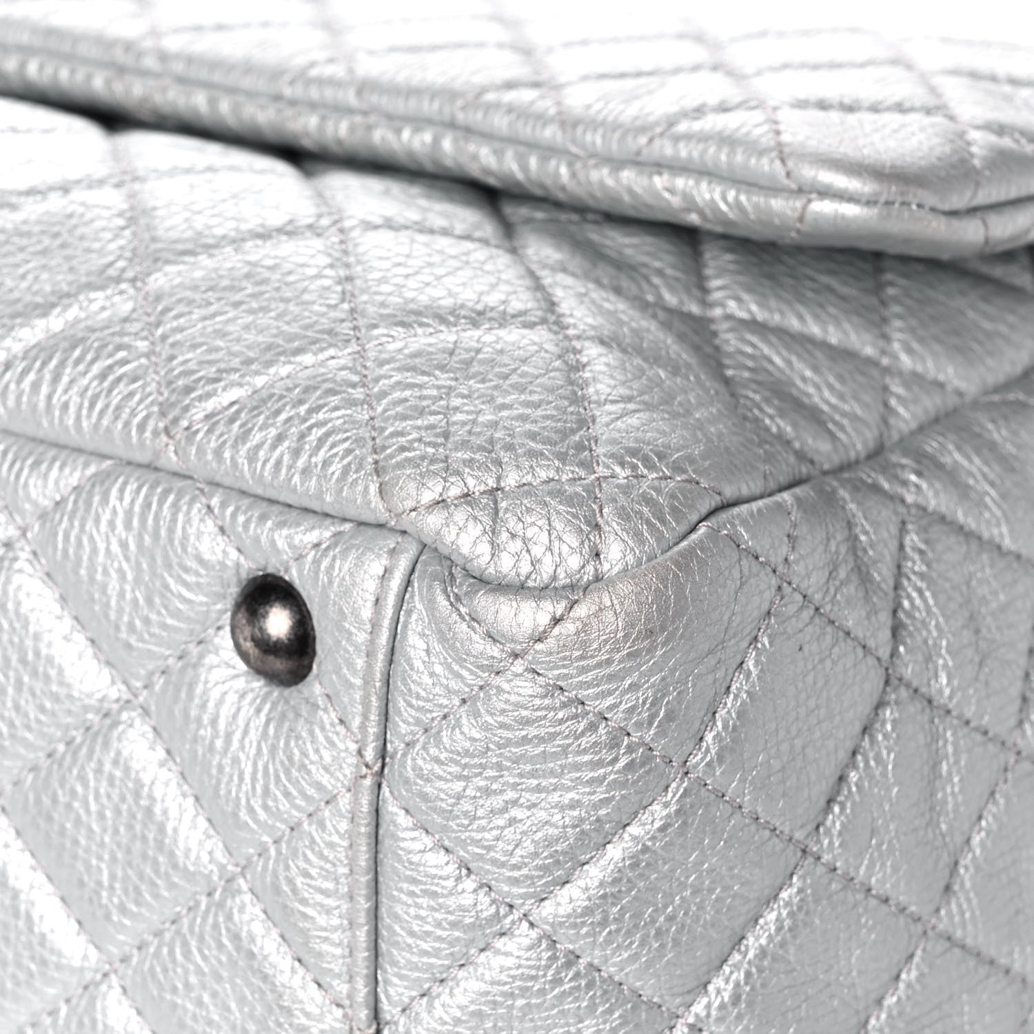 Chanel Metallic Calfskin Quilted XXL Travel Flap Bag Silver 10 of 14