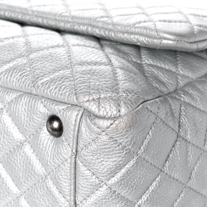 Chanel Metallic Calfskin Quilted XXL Travel Flap Bag Silver 10 of 14