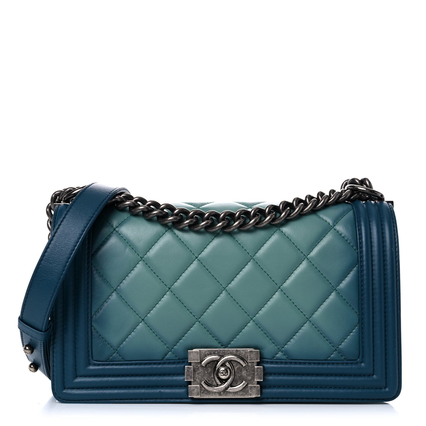 Calfskin Ombre Faded Quilted Medium Boy Flap Green