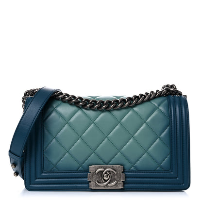 Chanel Calfskin Ombre Faded Quilted Medium Boy Flap Green 1 of 18