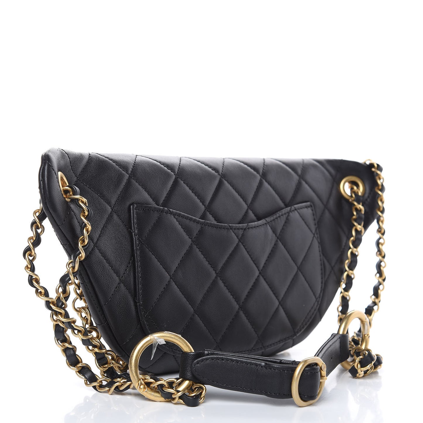Lambskin Quilted All About Chains Waist Belt Bag Black