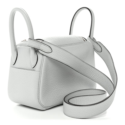 Hermes Taurillon Clemence Mini Lindy 20 Bleu Pale 3 of 11