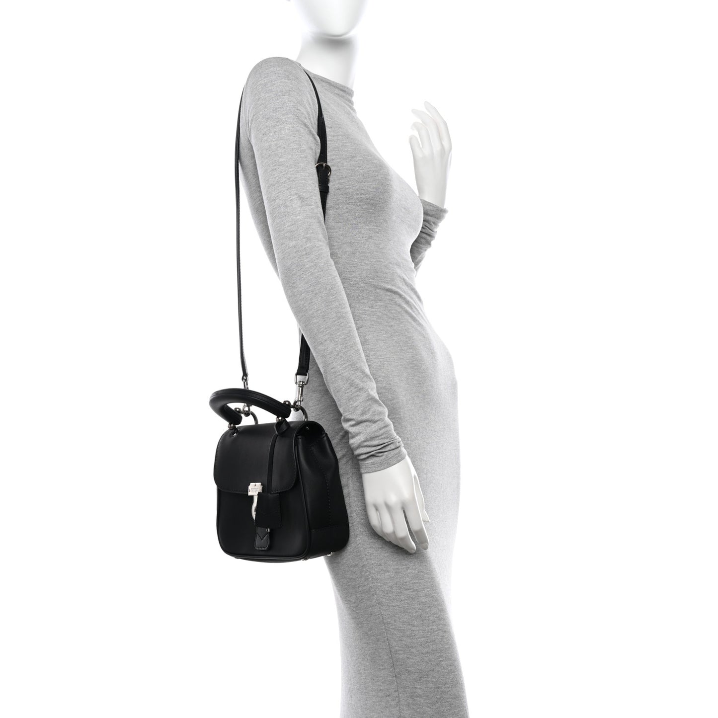 Trench Calfskin Small DK88 Top Handle Bag Black
